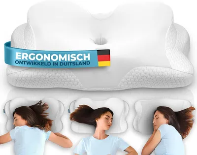 Obrázok produktu pre Ergonomická podpera na krk z pamäťovej peny, motíli tvaru, biela, 61 x 38 cm
