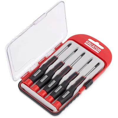 Produktbild von Kreator Schraubendreher-Set 5 teilig SL / PH Feinmechanikwerkzeug + Kunstoffbox - KRT411004