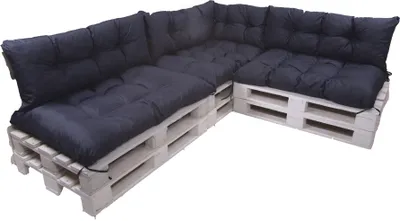 Obrázok produktu pre Vankúše na záhradný nábytok 7 ks 120x80 podsedák / chrbtový vankúš 120x40cm | sada vonkajších vankúšov na palety | paletový vankúš tmavomodrá