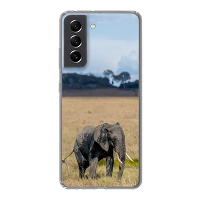Produktbild von MuchoWow® Handyhülle Schutzhülle Hülle für Samsung Galaxy S21 FE Elefant - Gras - Tiere - Natur Silikon Softcase Handy Hülle - Mobiltelefonhülle
