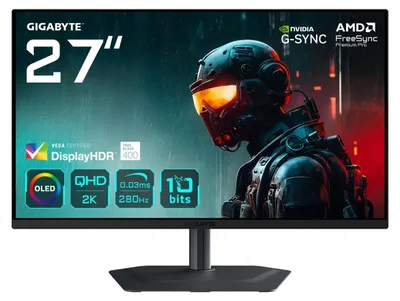 Produktbild von Gigabyte MO27Q2A Gaming Monitor Flat 67,8 cm (27") 2560x1440 QHD, OD-OLED, 0,03 ms, neig-, schwenk-, höhenverstellbar, Pivot, HDMI, DP, USB