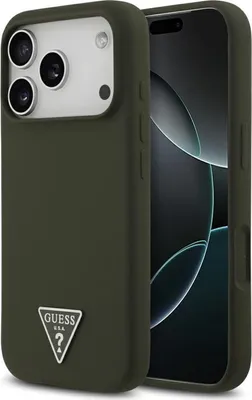Obrázek produktu pro Guess Silicone Triangle Logo MagSafe - Pouzdro iPhone 17 Pro (khaki)