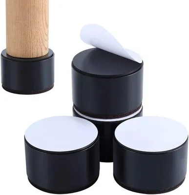 Obrázok produktu pre Sada 4 podstavcov pod nábytok, ktoré môžu zvýšiť výšku o 5 cm, unesú až 4500 kg a sú vyrobené z ocele. Čierne, okrúhle.