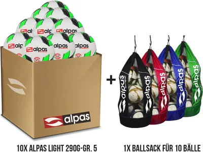 Produktbild von Alpas 10x Leichtball 290g - Gr. 5 + 1x Ballsack /Ballpaket Light