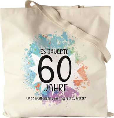 Produktbild von Es Dauerte 60 Jahre Um So Wunderbar Zu Werden Jutebeutel Stoffbeutel Canvas  Geburtstagsgeschenk 60 Jahre Alt Humor