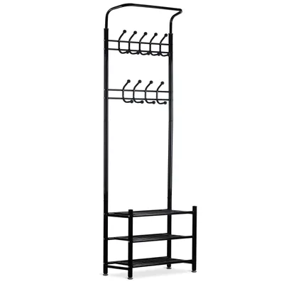 Produktbild von ModernHome GH-201 Kleiderständer mit 3 Ablagen, schwarz