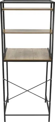 Produktbild von Waschmaschinenregal - Überbau - Drei Ebenen - Freistehendes Standmodell - Maße 69 x 60 x 176,5 cm - Für Badezimmer - Schwarz