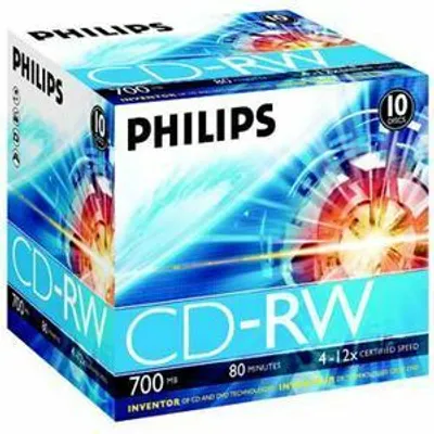 Produktbild von Philips CD-Rohlinge, 80Min, 700MB, Speed 12x, Jewel Case (10 Disc)