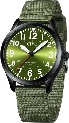 Produktbild von Herrenuhr, wasserdicht, analog, Quarz, große Ziffern, Leuchtzeiger, Militär-, Sport- und Outdoor-Stil, gut ablesbar, Geschenk