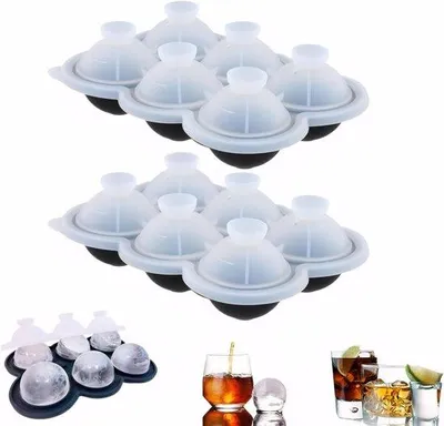 Produktbild von Famanu Eiswürfelformen Set – 2 runde Silikonformen mit Deckel und Trichter