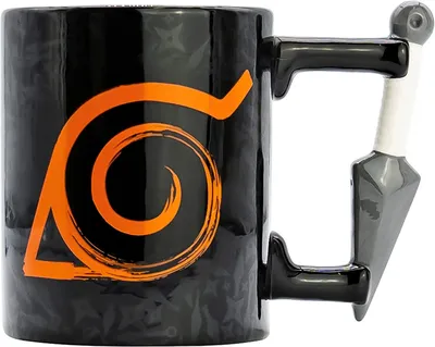 Imagen del producto de Taza Naruto Shippuden Kunai Konoha Asa 3D Cerámica 500 mls