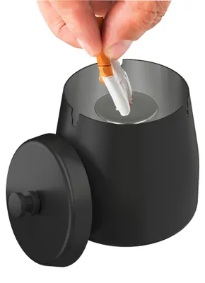 Produktbild von Aschenbecher mit Deckel - Windfest für den Außenbereich - Edelstahl Schwarz