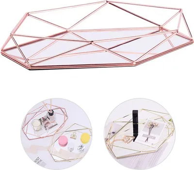 Image de Boîtes à bijoux Rangement décoratif de bureau Organisateur pour bijoux Parfum Bougie - Or Rose