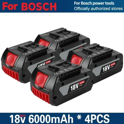 Image de Batterie 18V pour outils électriques - Batterie de remplacement Li-Ion - 6,0Ah 6000mAh - Coffret de 4 batteries rechargeables