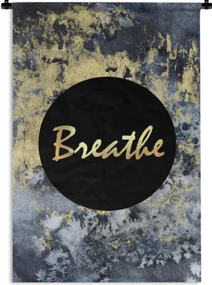 Produktbild von MuchoWow® Wandteppich Wandbehang Zitat - Zen - Gold 60x90 cm Tapisserie Dekoration Wandtuch - Foto-Teppich - Abwaschbar