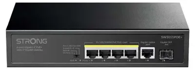 Zdjęcie produktu dla Switch STRONG SW5011POE+ 4 Porty Gigabit PoE+ 1 Uplink 1 SFP Nero