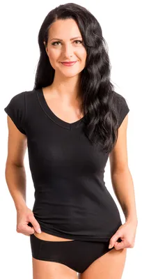Longshirt V-Neck T-Shirt Basic schwarz