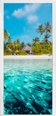 Produktbild von MuchoWow® Türtapete Selbstklebende Türfolie Strand - Palmen - Meer 90x235 cm Türposter Türaufkleber Klebefolie Türklebefolie - XXL-Plakaten - Foster für Türen - Aufkleber