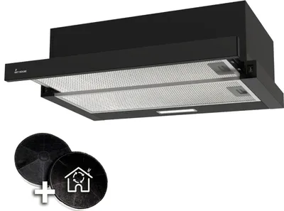 Produktbild von KKT KOLBE Dunstabzugshaube 60 cm | Schwarz | Abluft | Umluft | Einbauhaube | Flachschirmhaube | Edelstahl | Druckknopf Bedienung | LED-Beleuchtung | TEL350S