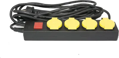 Produktbild von Multisocket – Outdoor-Steckdosenleiste mit 4 Steckplätzen, Kindersicherung – Schalter schwarz (5 m Kabel)