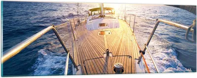 Produktbild von Bilder auf glas - Segelboot Meer - 90x30cm - Glasbilder - Wandbilder - Kunstdruck - zum Aufhängen bereit - Wanddekoration aus Glas - Glas Bilder - Wandbild auf Glas - Einteilig - GAB90x30-4076