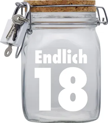 Produktbild von Spardose Geld Geschenk Ideen Endlich 18 Transparent Größe L 1 Liter