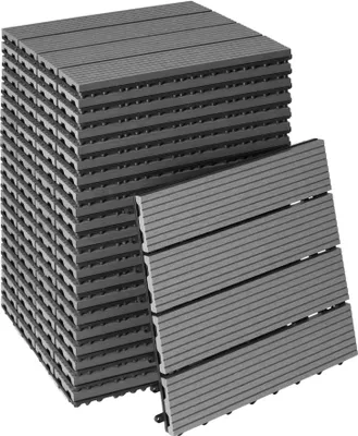 Produktbild von Set Terrassenfliesen Tegulas, WPC in Holzoptik - grau, 22er Set