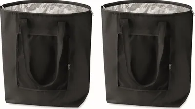 Produktbild von 2er Set Kühltasche Einkaufstasche Faltbar Schwarz Alu Isoliertasche Auto Einkauf Camping Thermotasche Tragetasche Thermo Tasche Campingtasche Isoliert
