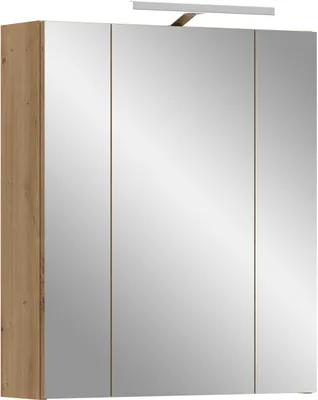 Image de Ice armoir de salle de bain avec miroir avec éclairage 3 portes miroir chêneReproduction.