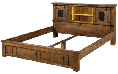 Immagine prodotto di MASSIVMOEBEL24 | Letto in legno di Mango / Legno riciclato 180x200 Laccato naturale RAILWAY LUX #112