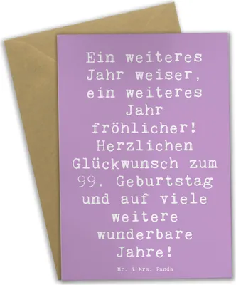 Produktbild von Mr. & Mrs. Panda babykarte Spruch 99. Geburtstag Freude - Lavendeltraum - Geschenk, weihnachtskarten, Alter, osterkarte, Glückwunsch, Meilenstein, besondere Geburtstage
