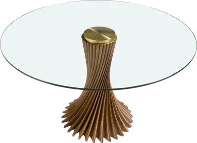 Produktbild von Angel Cerdá Esstisch runde gehärtetes Glas aus walnussfarbenes Holz 1127