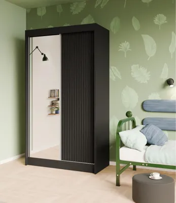 Zdjęcie produktu dla Szafa z drzwiami przesuwnymi, Szafa 2-drzwiowa z lustrem, Nowoczesna szafa, Wymiary szafy: 120 x 215 x 61 cm