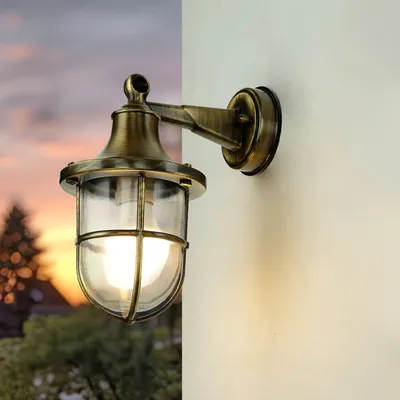 Produktbild von Wandleuchte Messing IP64 Maritim wetterfest SANTORIN Außenlampe Balkon außen Haustür Terrasse Hof