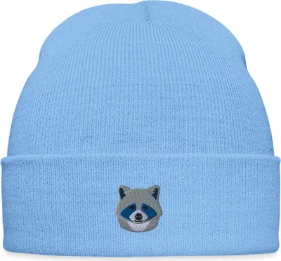 Produktbild von Spreadshirt Kleiner Waschbär Stickerei Bestickte Wintermütze, One size, Himmelblau