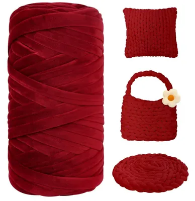 Immagine prodotto di Filato spesso per uncinetto, 900g, color borgogna, ideale per principianti, adatto per coperte e accessori