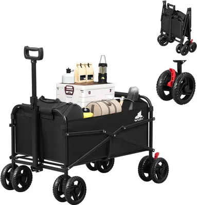 Produktbild von WOLTU Bollerwagen faltbar, mit Bremsen, Trolley, 80 kg belastbar : Schwarz Farbe: Schwarz