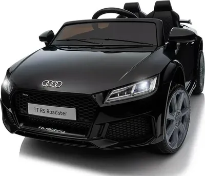 A black Audi TT RS Roadster electric toy car for children.