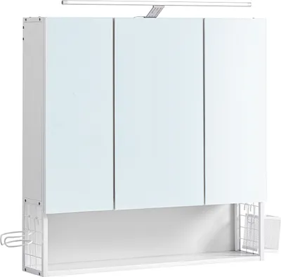 Produktbild von Songmics Badezimmerschrank Spiegelschrank LED Beleuchtung Wolkenweiss