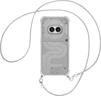 Produktbild von Handykette Backcover-Schutzhülle mit Band (Metall silberfarben) für Nothing Phone (2a) - silberfarbene Snake-Kette