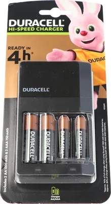 Produktbild von Duracell CEF27, Nickel-Metallhydrid (NiMH), Überlast, Überhitzung, Kurzschluß, AA, AAA, 4 Stück(e), Akkus/Batterien enthalten