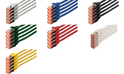 Productafbeelding van DIGITUS DK-1644-100-G-5: Netwerkkabel Cat. 6, S/FTP, 10,0 meter, groen, set van 5