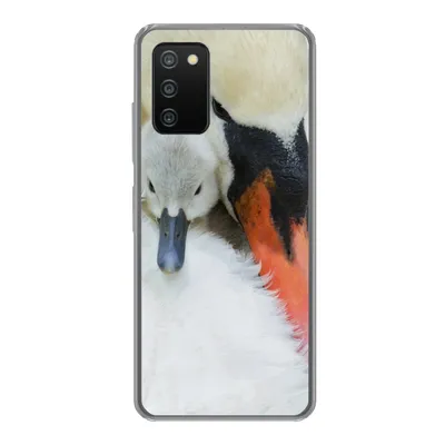 Produktbild von MuchoWow® Handyhülle Schutzhülle Hülle für Samsung Galaxy A03s Schwan - Küken - Makro Silikon Softcase Handy Hülle - Schutz