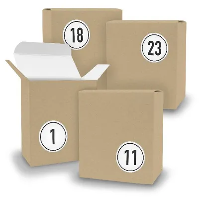 Produktbild von Adventskalender zum Füllen 24x Quader BRAUN + Sticker V08 Z09