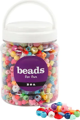Immagine prodotto di Perline di plastica, confezione sfusa, dimensioni 6-20 mm, foro 1,5-6 mm, 400 g, 700 ml, circa 1175 pezzi