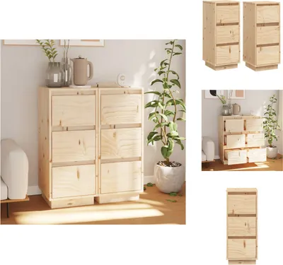 Produktbild von vidaXL Sideboards 2 Stk. 32x34x75 cm Massivholz Kiefer -  Sideboards