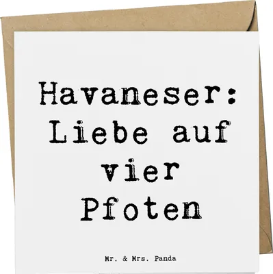 Produktbild von Mr. & Mrs. Panda Glückwunschkarte Spruch Havaneser Liebe - Weiß - Geschenk, hypoallergen, doppelkarte, Hunderassen, Vier Pfoten, Hunderasse, Grußkarte, anlasskarte