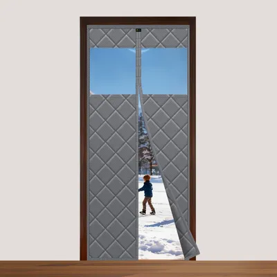 Thermo-Türvorhang 90x210 cm, Magnetverschluss, Kälteschutz, mit Fenster