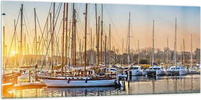 Produktbild von Bilder auf glas - Katamaran Yacht Anker Ankerplatz - 120x50cm - Glasbilder - Wandbilder - Kunstdruck - zum Aufhängen bereit - Wanddekoration aus Glas - Glas Bilder - Wandbild auf Glas - GAB120x50-3162