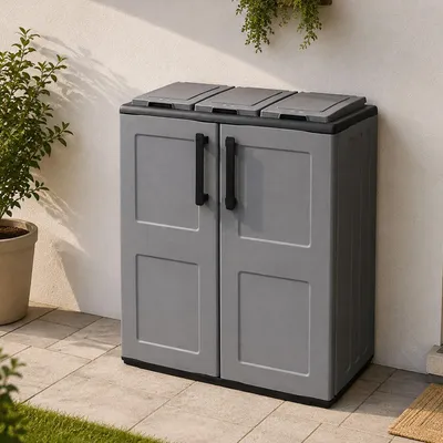 Immagine prodotto di Artan - Pattumiera, 68x37x84h cm Grigio, Capacità 210 (70 per Sacco) Italy